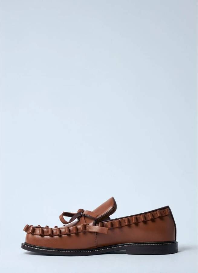 JW Anderson Ruffle Leren Loafers Brown Dames