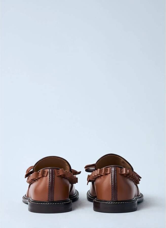 JW Anderson Ruffle Leren Loafers Brown Dames