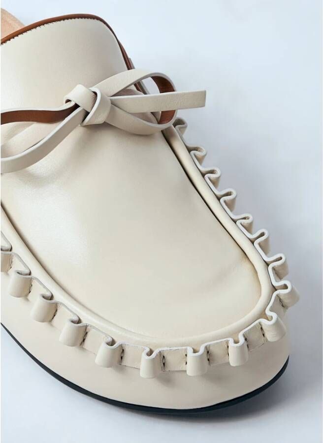 JW Anderson Ruffle Leren Muiltjes White Dames