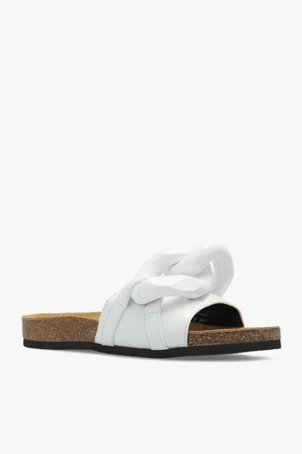 JW Anderson Leren slippers met kettingdetail Wit Dames