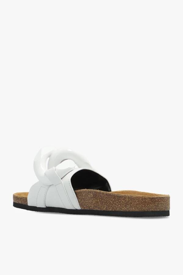 JW Anderson Leren slippers met kettingdetail Wit Dames