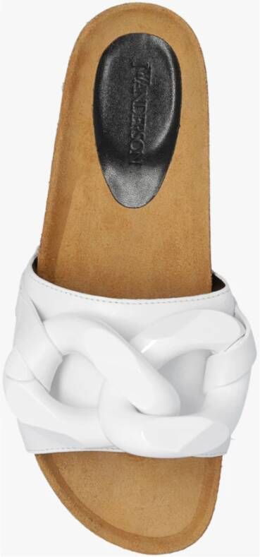 JW Anderson Leren slippers met kettingdetail Wit Dames