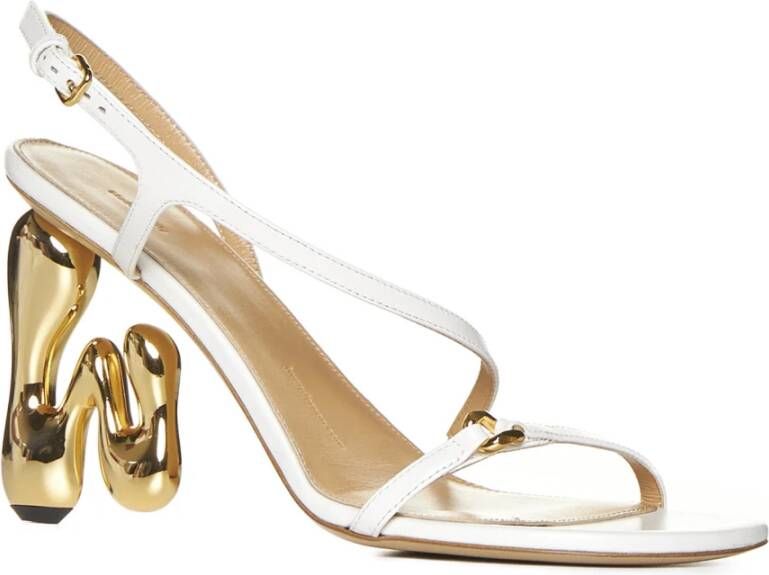 JW Anderson Witte Leren Vierkante Neus Sandalen Yellow Dames