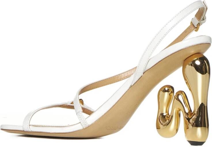 JW Anderson Witte Leren Vierkante Neus Sandalen Yellow Dames