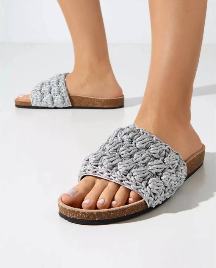 JW Anderson Zilveren Gevlochten Sandalen Gray Dames