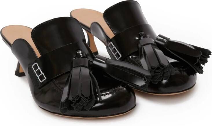 JW Anderson Zwarte Kwast Kitten Hak Muilezel Black Dames