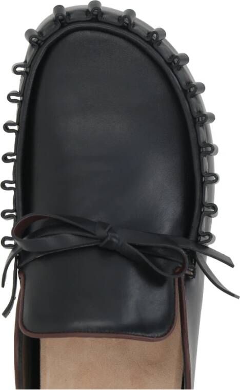 JW Anderson Zwarte Leren Instappers met Strik Black Heren