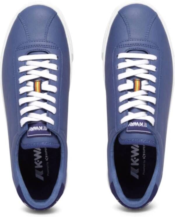 K-way Blauwe Leren Lage Tennis Sneakers Blue Heren