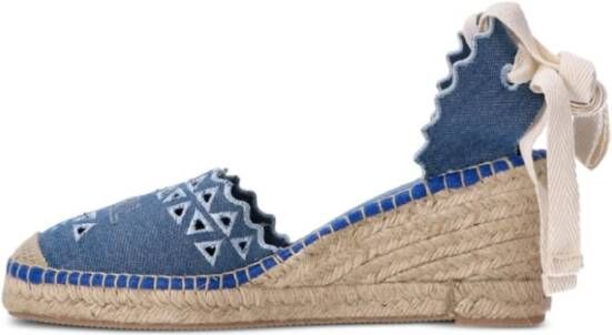 Karl Lagerfeld Denim Espadrille Mid Heel Sandal Blue Dames