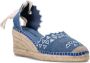 Karl Lagerfeld Denim Espadrille Mid Heel Sandal Blue Dames - Thumbnail 3