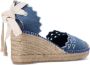 Karl Lagerfeld Denim Espadrille Mid Heel Sandal Blue Dames - Thumbnail 4