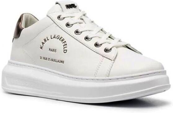 Karl Lagerfeld Geëmbosseerd Logo Leren Sneakers White Heren