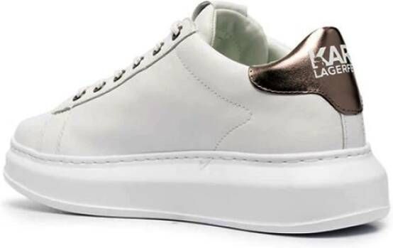 Karl Lagerfeld Geëmbosseerd Logo Leren Sneakers White Heren