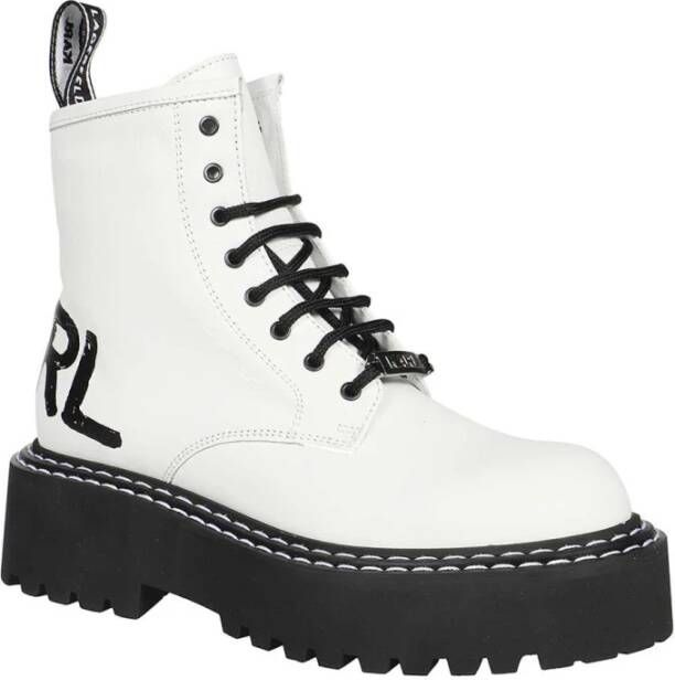 Karl Lagerfeld Leren Veterschoenen White Dames