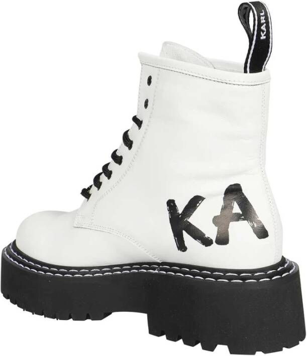 Karl Lagerfeld Leren Veterschoenen White Dames