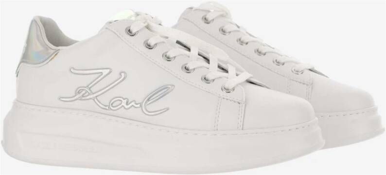 Karl Lagerfeld Leren Veterschoenen Wit Logo White Dames