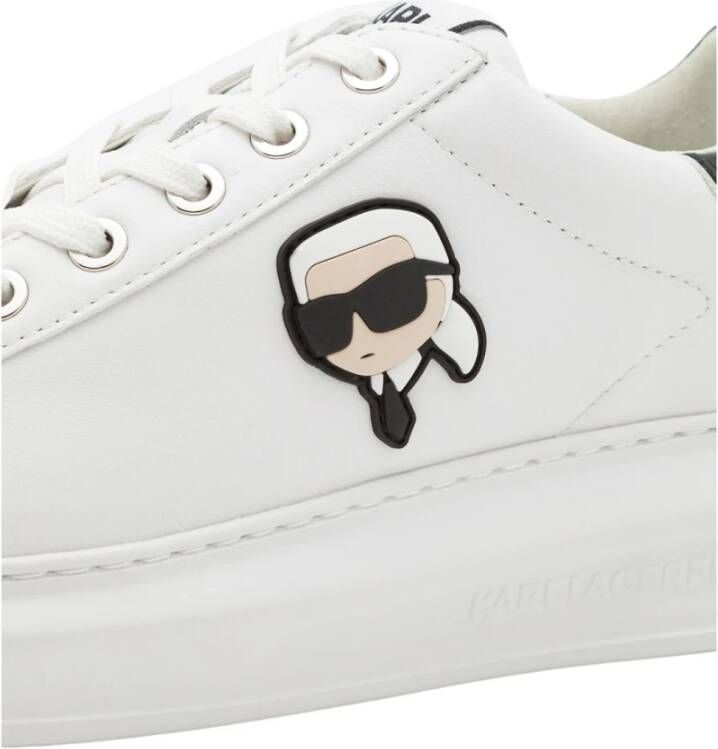 Karl Lagerfeld Witte Leren Sneakers Kapri Kl62530N White Dames