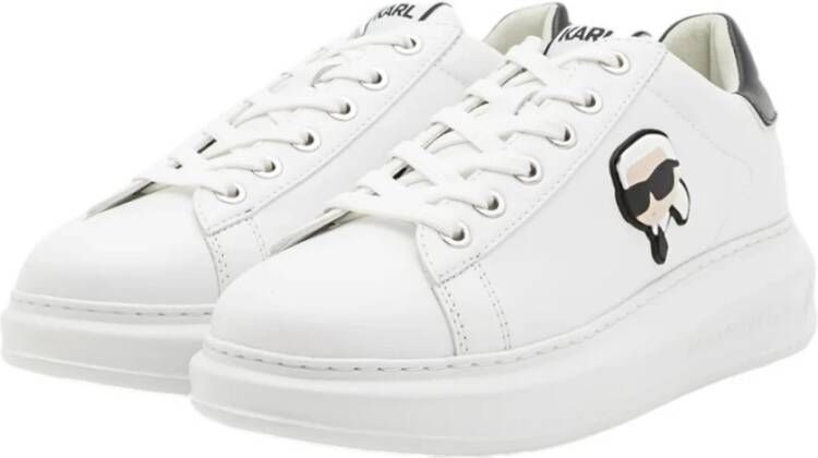 Karl Lagerfeld Witte Leren Sneakers Kapri Kl62530N White Dames