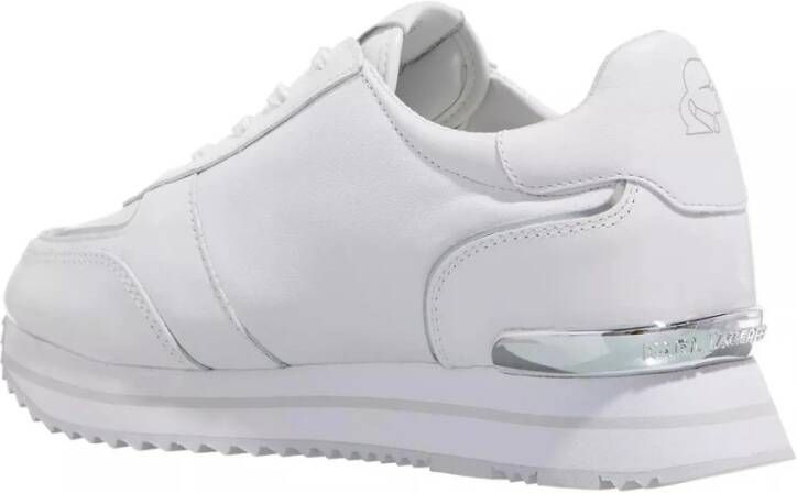 Karl Lagerfeld Witte Leren Suède Veterschoenen White Dames