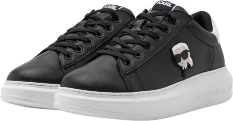 Karl Lagerfeld Zwarte Leren Herensneakers Black Heren