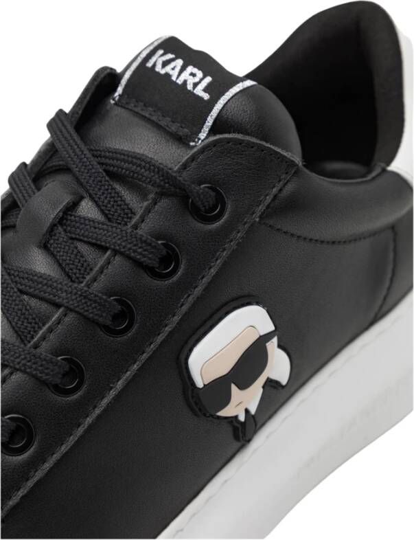 Karl Lagerfeld Zwarte Leren Herensneakers Black Heren