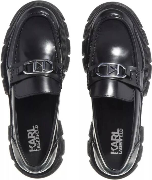 Karl Lagerfeld Zwarte leren loafer met logo-applicaties Black Dames