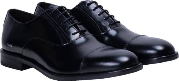 Karl Lagerfeld Zwarte Leren Oxford Veterschoenen Black Heren