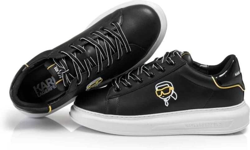 Karl Lagerfeld Zwarte Leren Sneakers Kapri Black Heren