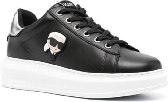 Karl Lagerfeld Zwarte leren sneakers met 3D-logo Black Dames