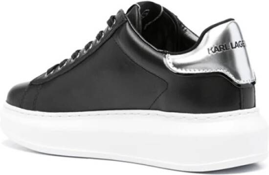 Karl Lagerfeld Zwarte leren sneakers met 3D-logo Black Dames