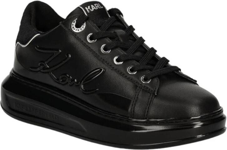 Karl Lagerfeld Zwarte Leren Sneakers Signia Kl62548F Black Dames