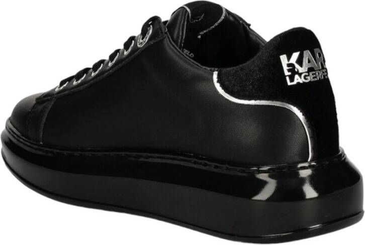 Karl Lagerfeld Zwarte Leren Sneakers Signia Kl62548F Black Dames