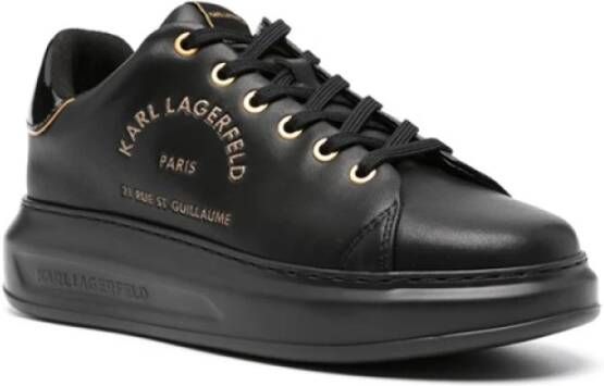 Karl Lagerfeld Zwarte Veterschoenen met Logodetails Black Dames