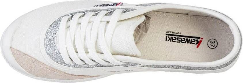 Kawasaki Glitter Canvas Sneakers White Dames