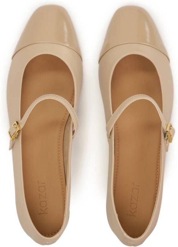 Kazar Ballerina's met bandje en gelakte neus Beige Dames