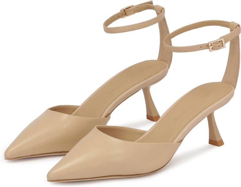 Kazar Beige Grain Leather Semi-Open Pumps Beige Dames