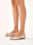 Kazar Beige leren ballerina's met bloem Beige Dames - Thumbnail 4