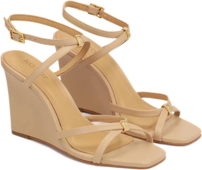 Kazar Beige leren sandalen op een plateauhak Beige Dames