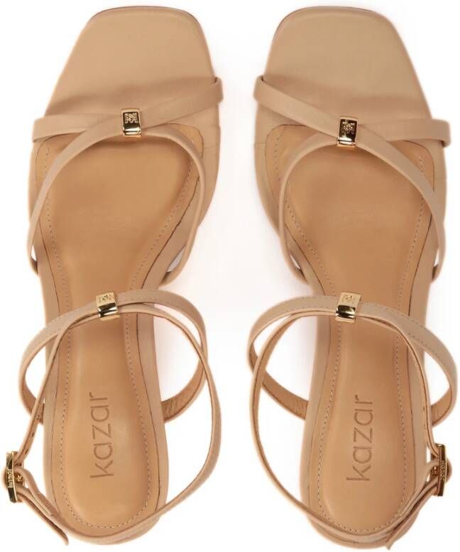 Kazar Beige leren sandalen op een plateauhak Beige Dames