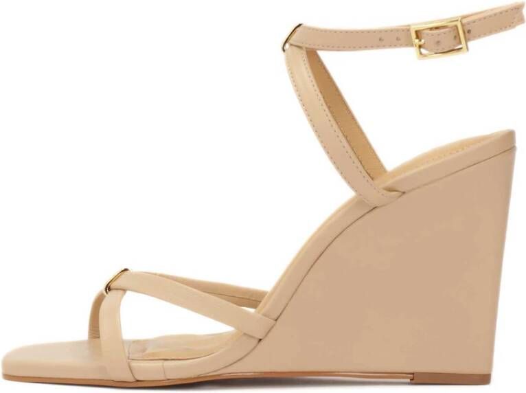 Kazar Beige leren sandalen op een plateauhak Beige Dames