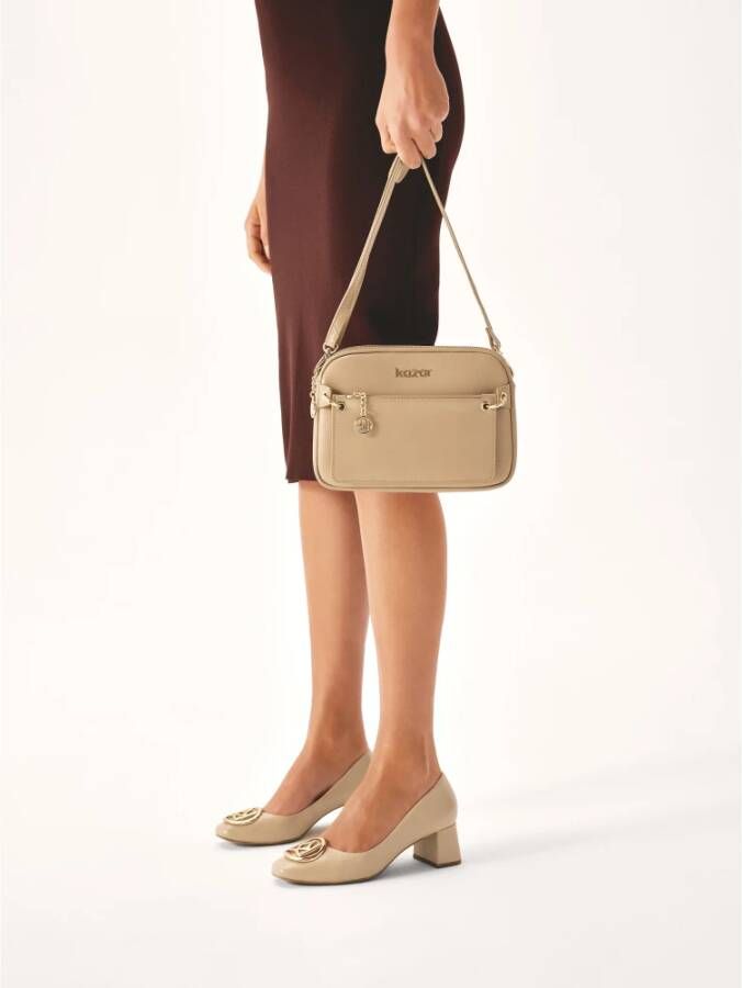 Kazar Beige pumps met een brede hak Beige Dames