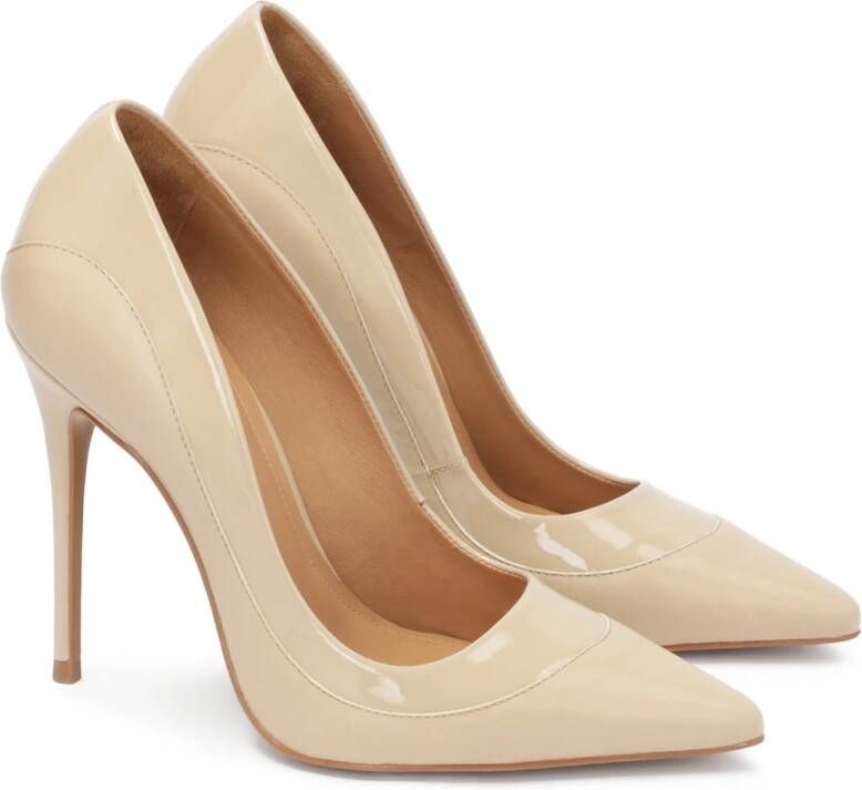 Kazar Beige pumps op een slanke stilettohak met een gelakt inzetstuk Beige Dames