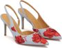 Kazar Blauwe bloemenstof slingback pumps Blue Dames - Thumbnail 3