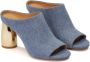 Kazar Blauwe denim muiltjes met gouden ovale hak Blue Dames - Thumbnail 2