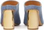 Kazar Blauwe denim muiltjes met gouden ovale hak Blue Dames - Thumbnail 6