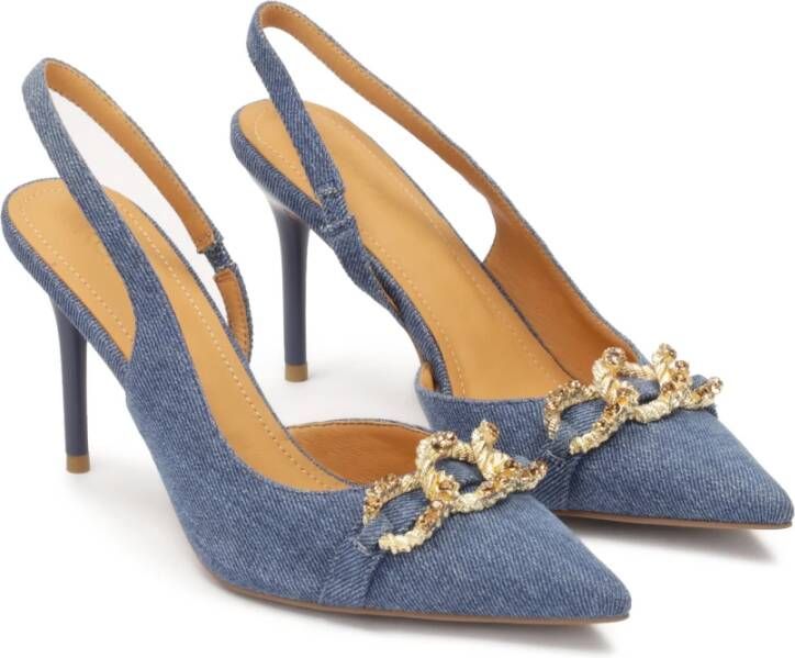 Kazar Blauwe denim stof slingback pumps Blue Dames