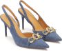 Kazar Blauwe denim stof slingback pumps Blue Dames - Thumbnail 4