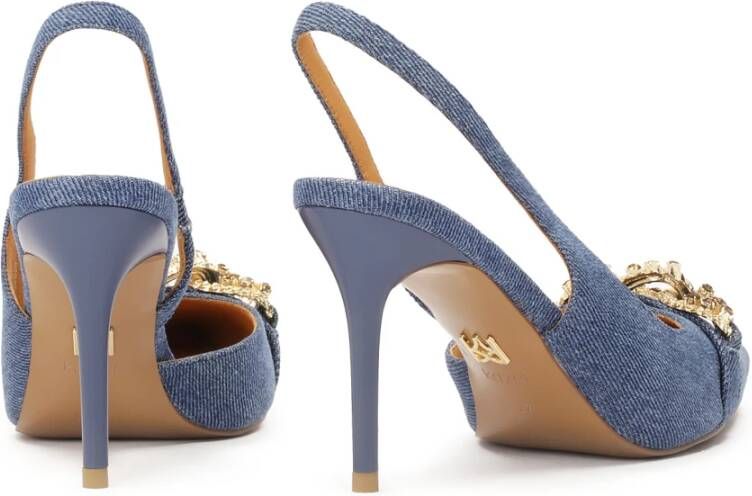 Kazar Blauwe denim stof slingback pumps Blue Dames