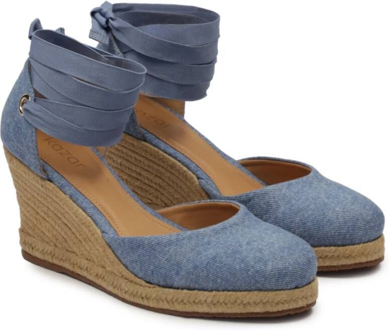 Kazar Blauwe Geknoopte Espadrille Plateau Sandalen Blue Dames