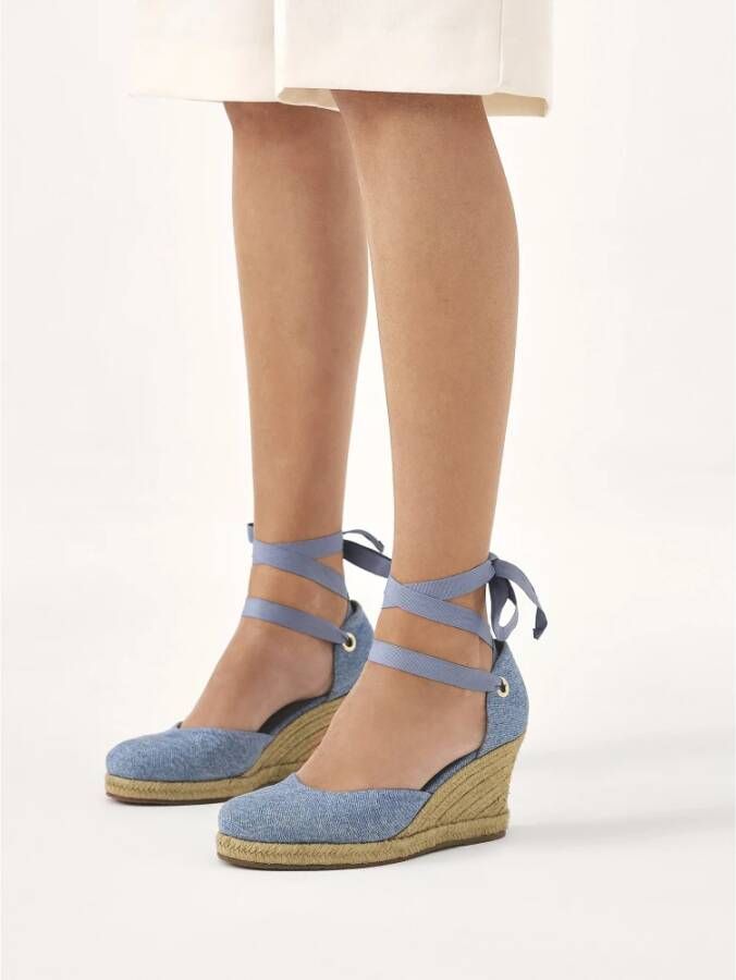 Kazar Blauwe Geknoopte Espadrille Plateau Sandalen Blue Dames